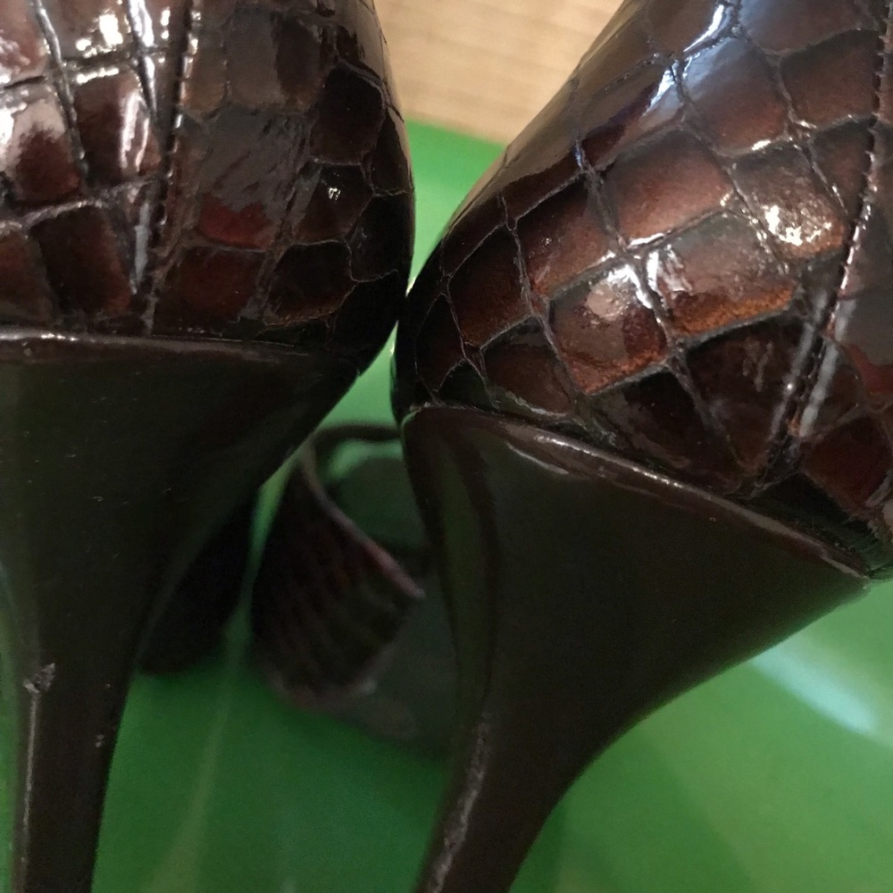 Faux Snake High Heel Open Toe - image 4